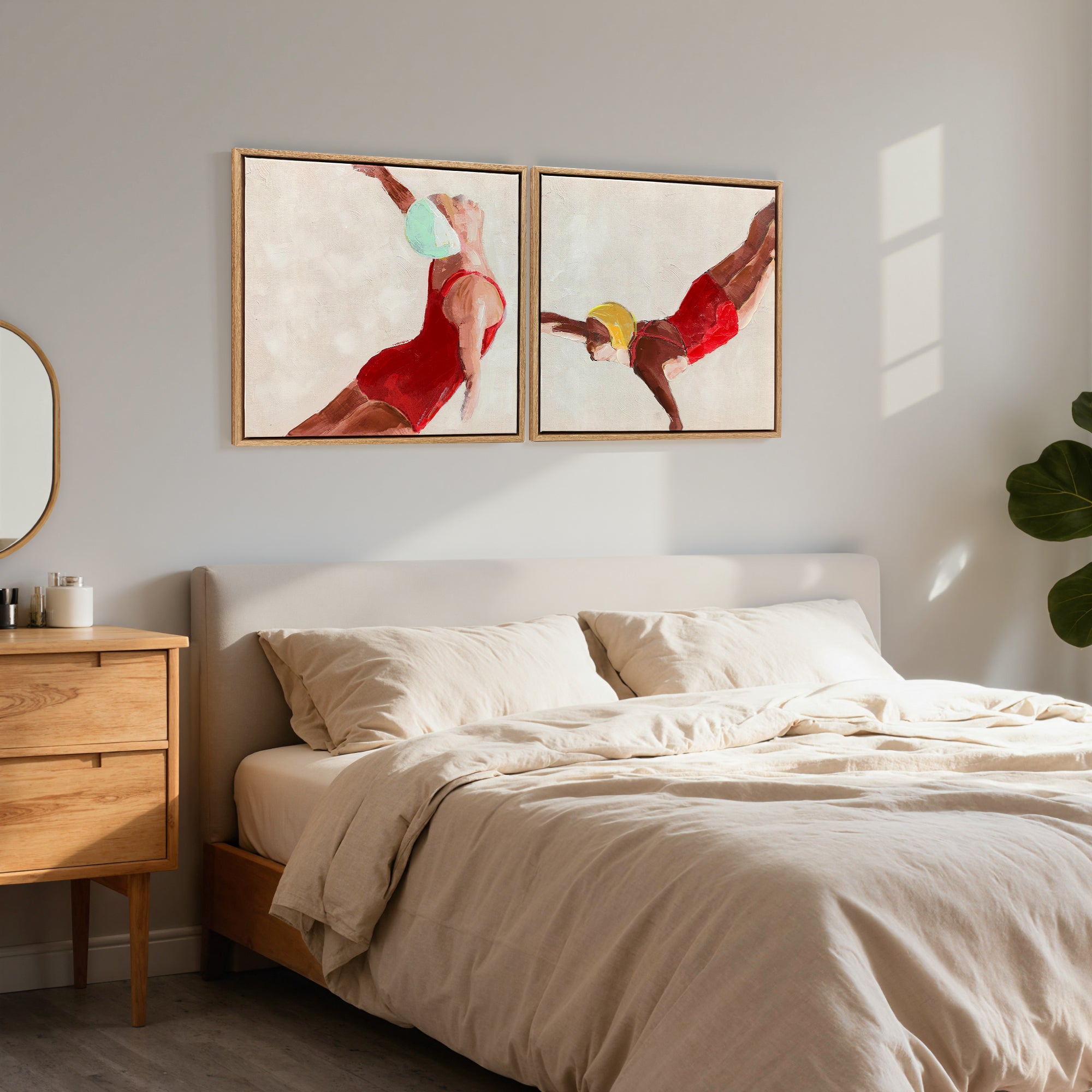 Set di 2 Quadri su Tela 40x40 cm Design Moderno Stampa Artistica da Parete con Ganci Inclusi Rosso