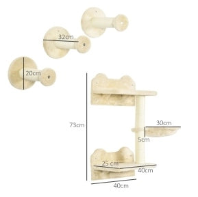Set da arrampicata per gatti con tiragraffi e amaca beige