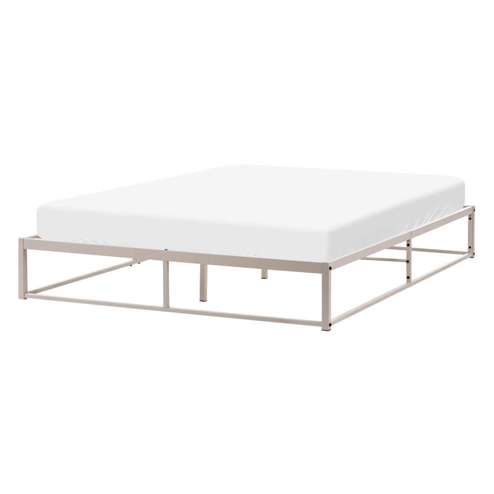 Letto matrimoniale  con struttura in metallo, a doghe doppie integrate, senza testiera 140 x 200 cm beige chiaro stile moderno industriale