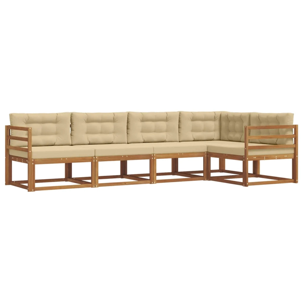 Set di divani da esterno con cuscino 5 pcs Naturale e Beige 3367566