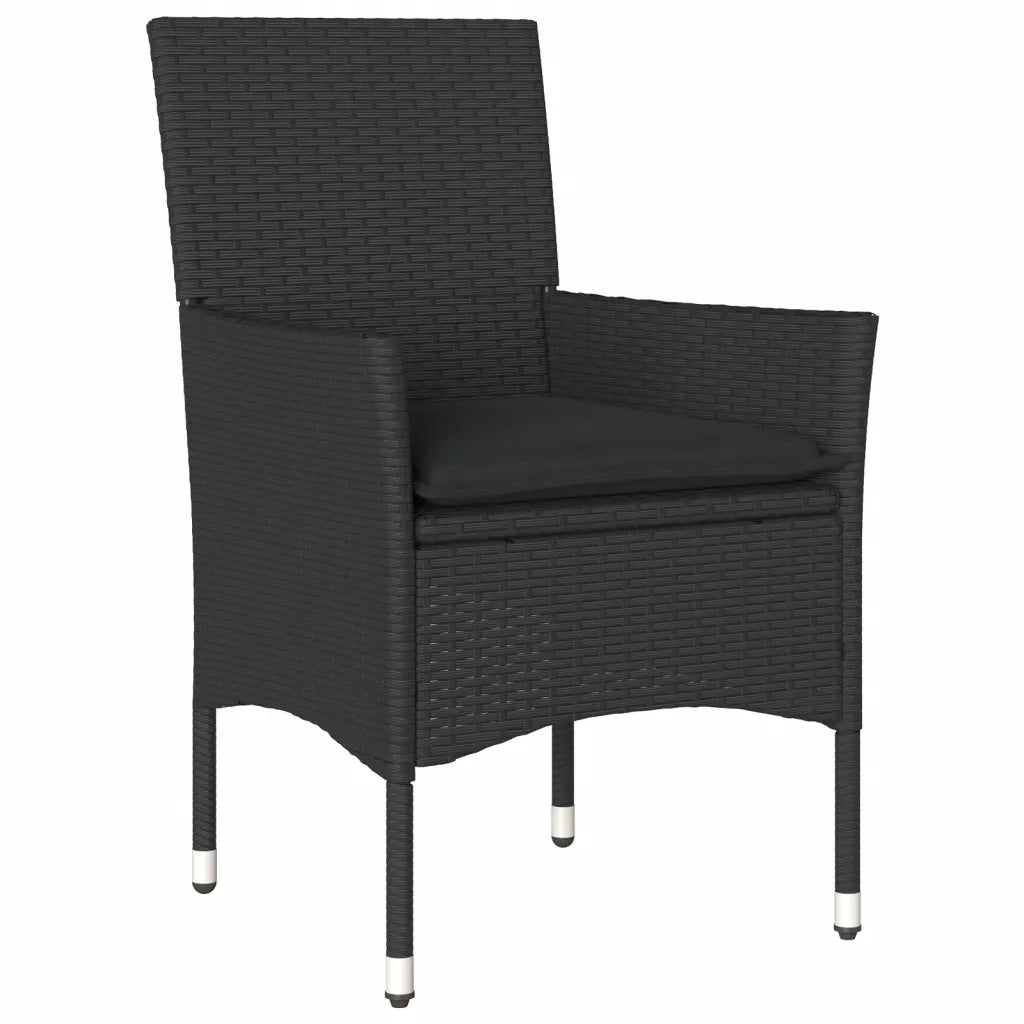 Set Pranzo da Giardino 7 pz Nero con Cuscini Polyrattan Acacia 3278546