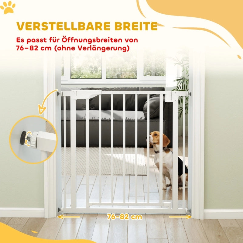 Cancelletto di sicurezza per scale, senza foratura, con chiusura automatica per bambini, cucina, scale, 76-82 x 76 cm, bianco