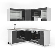 Vicco Cucina angolare completa Antracite lucido/bianco 160 x 190 cm , PL Marmo