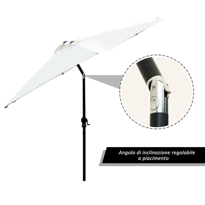 OMBRELLONE DA GIARDINO 2.7 × 2.35 M INCLINABILE ALLUMINIO E POLIESTERE BIANCO