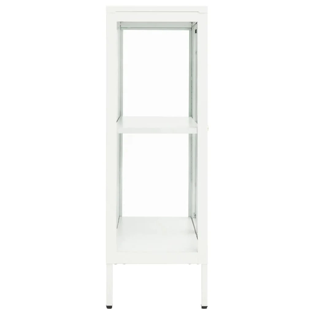 Buffet credenza cassettiera armadio mobile contenitore organizer per cucina soggiorno salotto 75 x 35 x 105 cm acciaio e vetro bianco 02_0030503