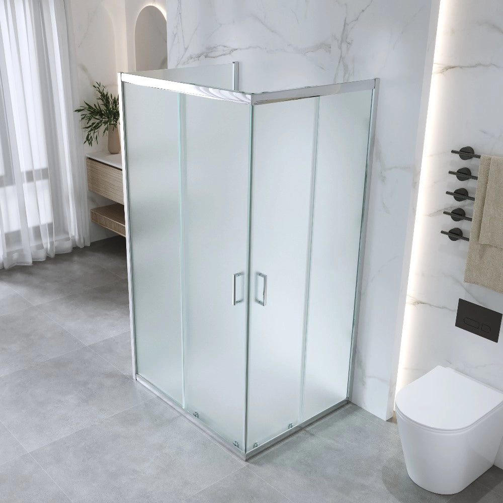 Box Doccia 3 Lati 80x120x80 Cm H 185 cm vetro 6 mm Opaco Scorrevole| Kiro