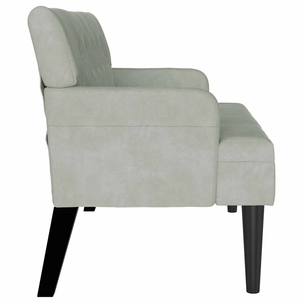 Panca Chesterfield-Sgabello-Divano Grigio chiaro 112 x 65,5 x 75 cm Velluto