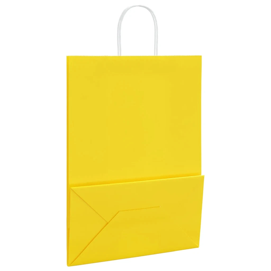 Sacchetti di Carta 250 pz con Manici Gialli 32x17x44 cm 4101790