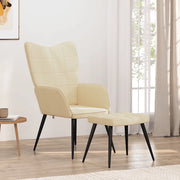 Sedia Relax con Sgabello Crema in Tessuto 327954