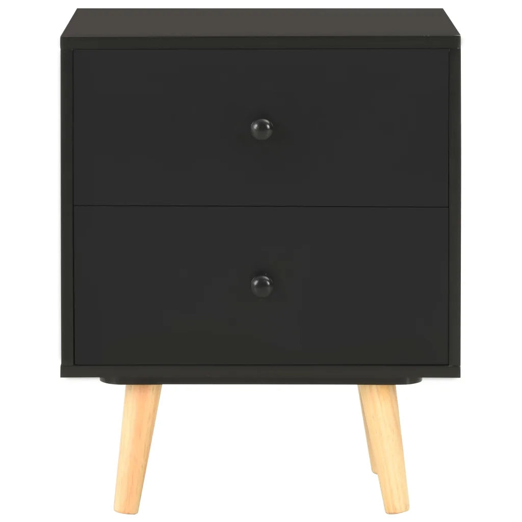Comodini 2 pz Neri 40x30x50 cm Legno Massello di Pino cod mxl 31104