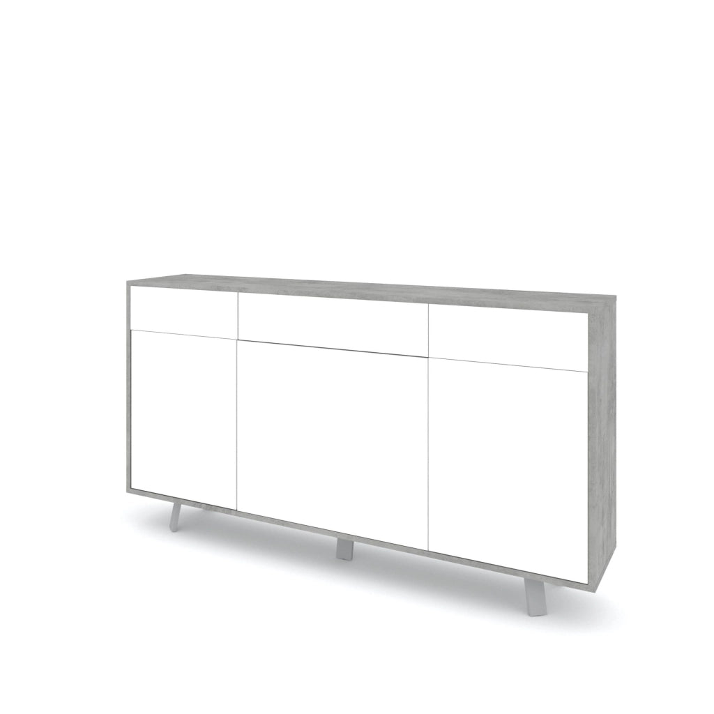 Credenza 3 ante/3 cassetti VELBRUK cemento/bianco pietra