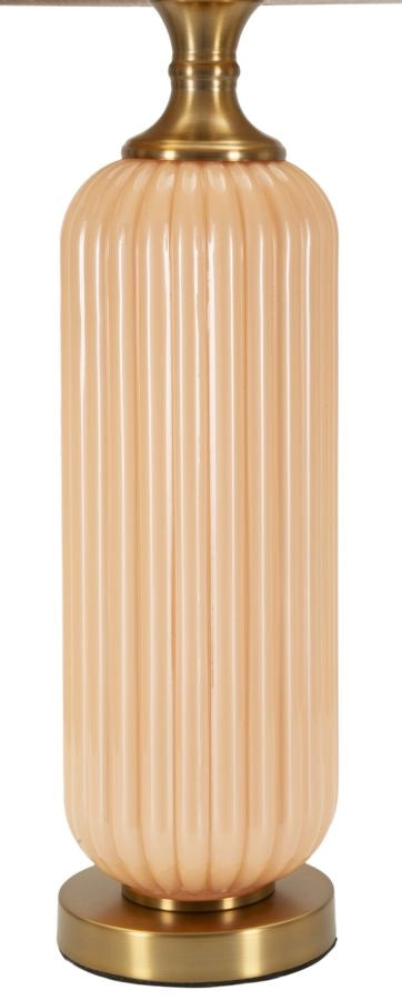 Lampada da Tavolo Perly Ø35,5x64 cm in Vetro e Ferro e Tessuto Perla e Oro