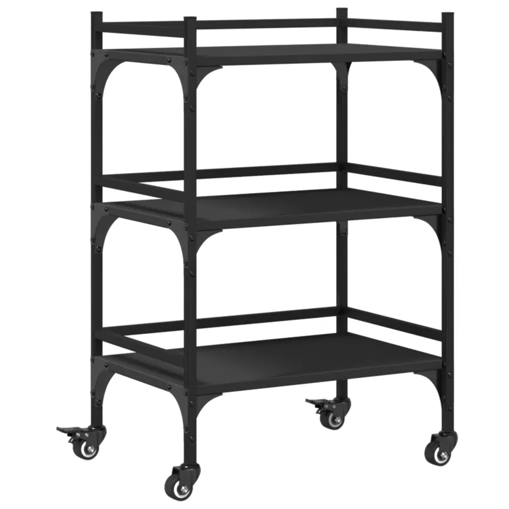 Carrello da Cucina Nero 50x35x75,5 cm in Legno Multistratocod mxl 91219