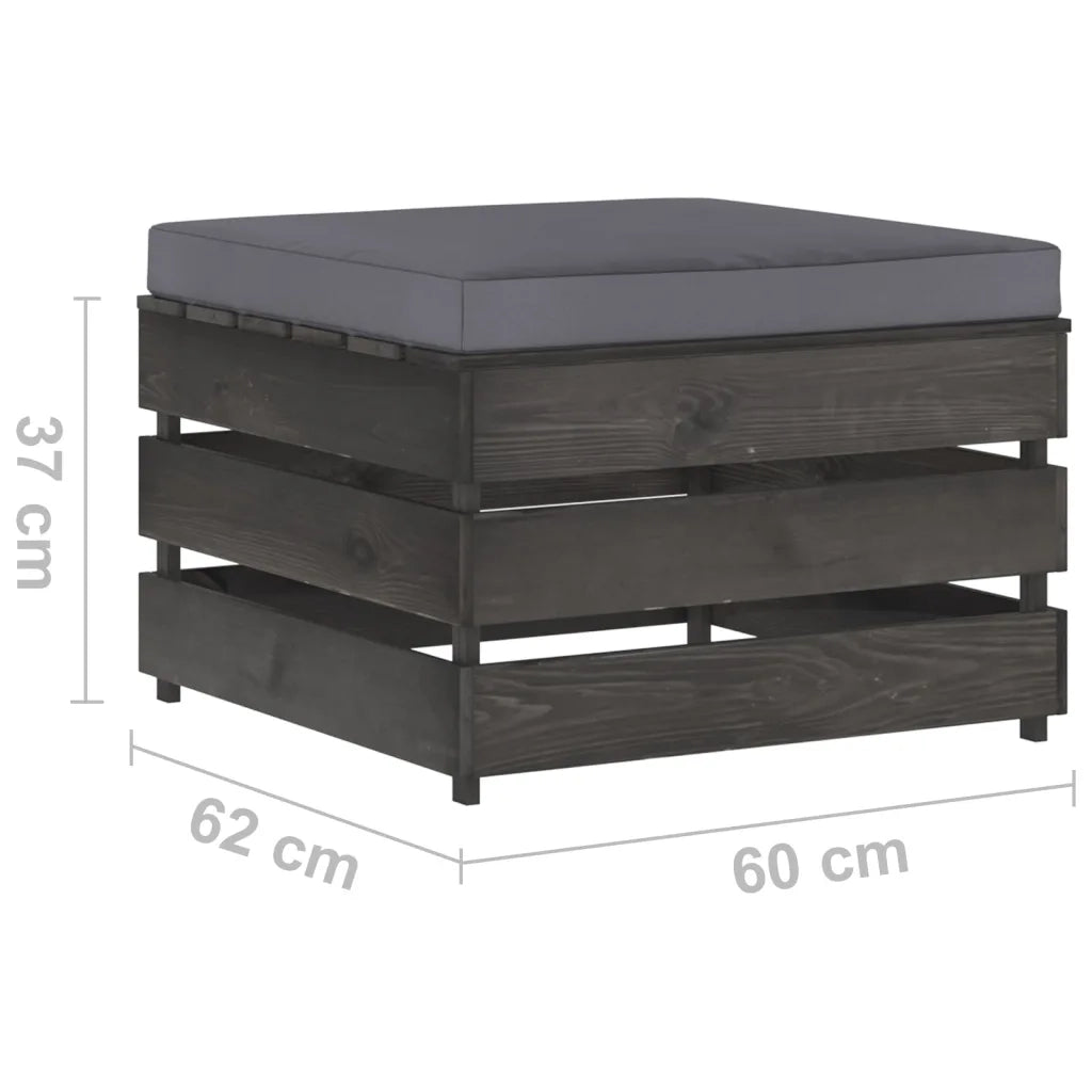 Set Salotto da Giardino 2pz | Set di Mobili da Esterno con Cuscini Legno Impregnato Grigio