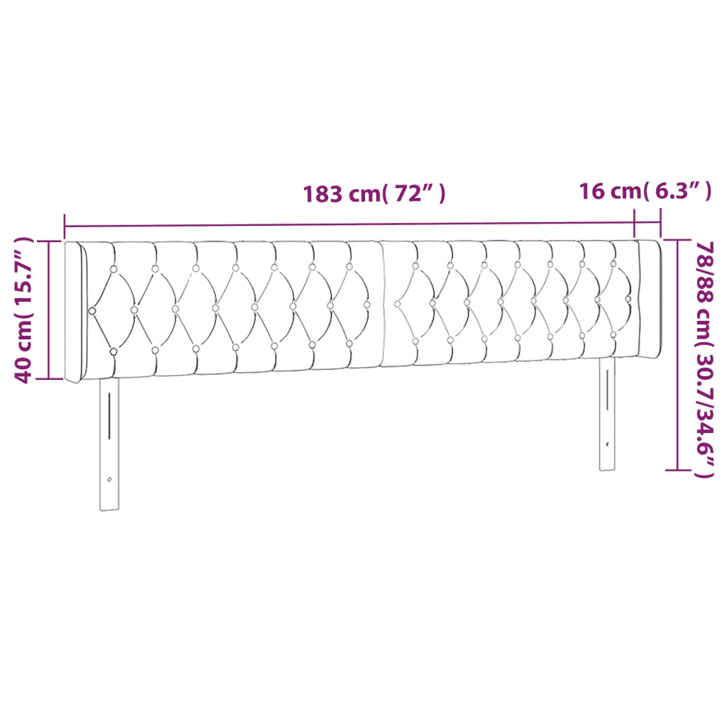 Testiera ad Orecchio Marrone Scuro 183x16x78/88 cm in Tessuto