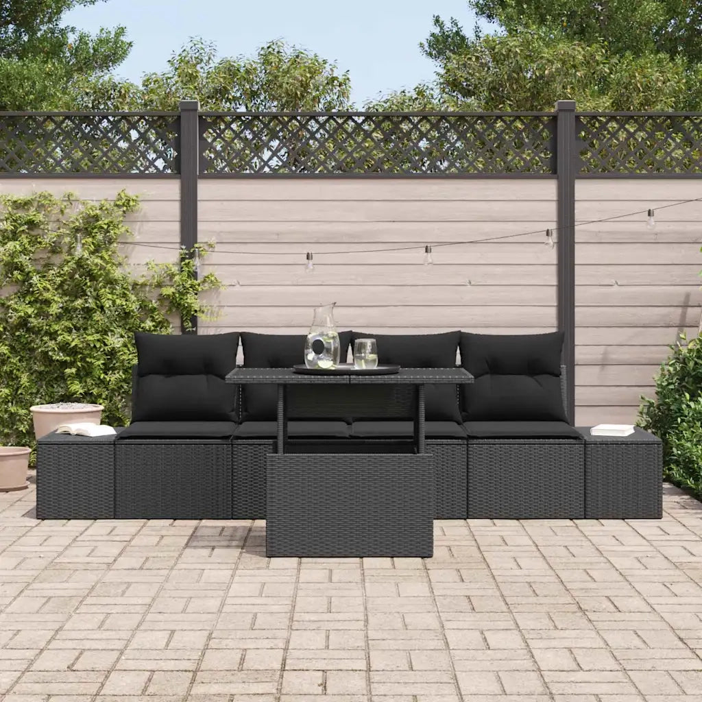 Set Divano da Giardino con cuscino con archiviazione 5 pcs Nero 3357826