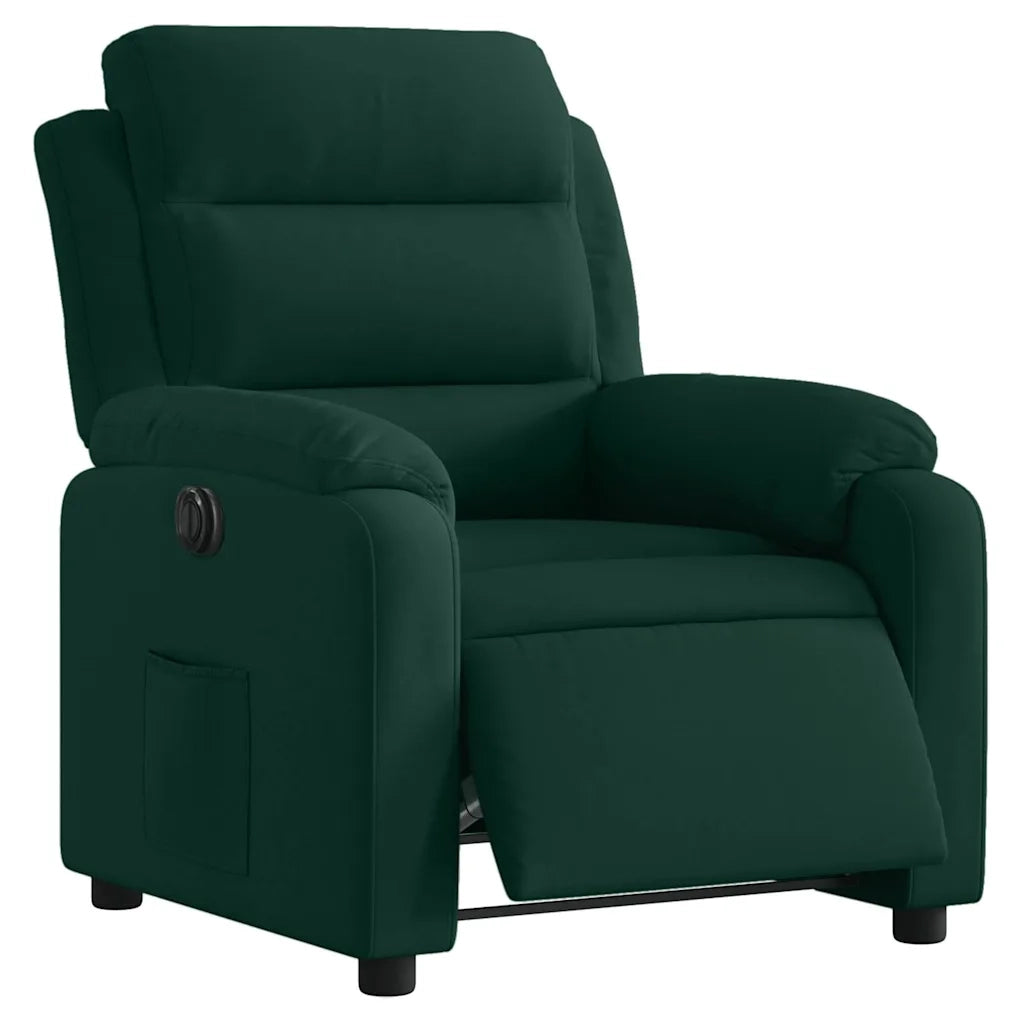 Poltrona Elettrica Reclinabile Verde Scuro in Vera Pelle