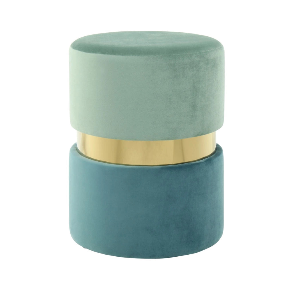 Sgabello Pouf Gipsy 800 in Velluto Mint e Petrolio