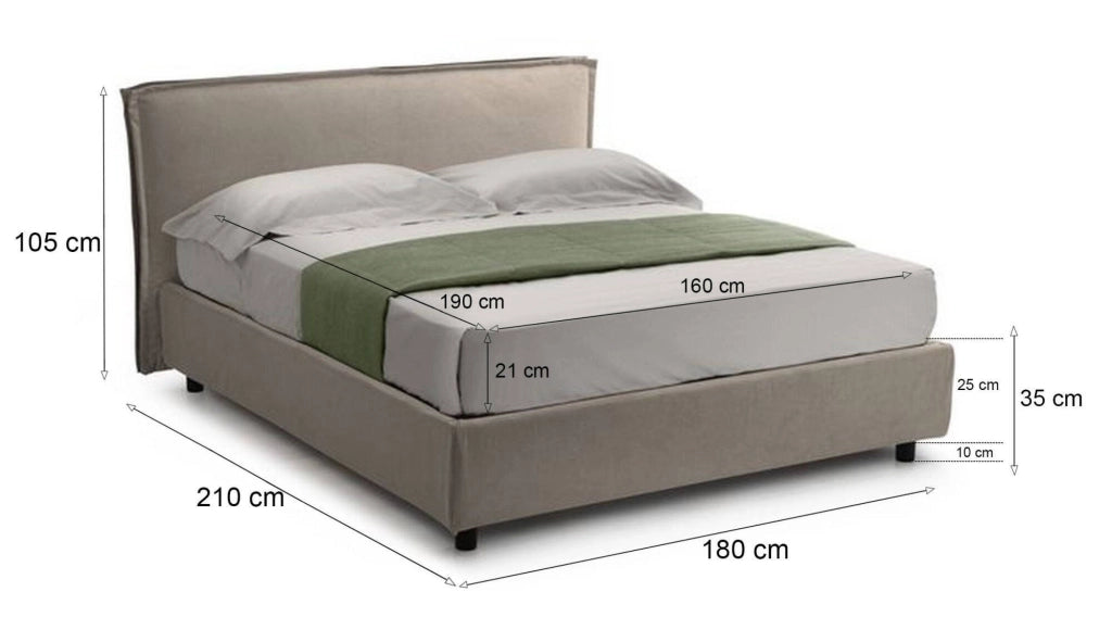 Letto Matrimoniale Bruzolo, Letto Matrimoniale Materasso Incluso Made in Italy, Grigio Tortora\