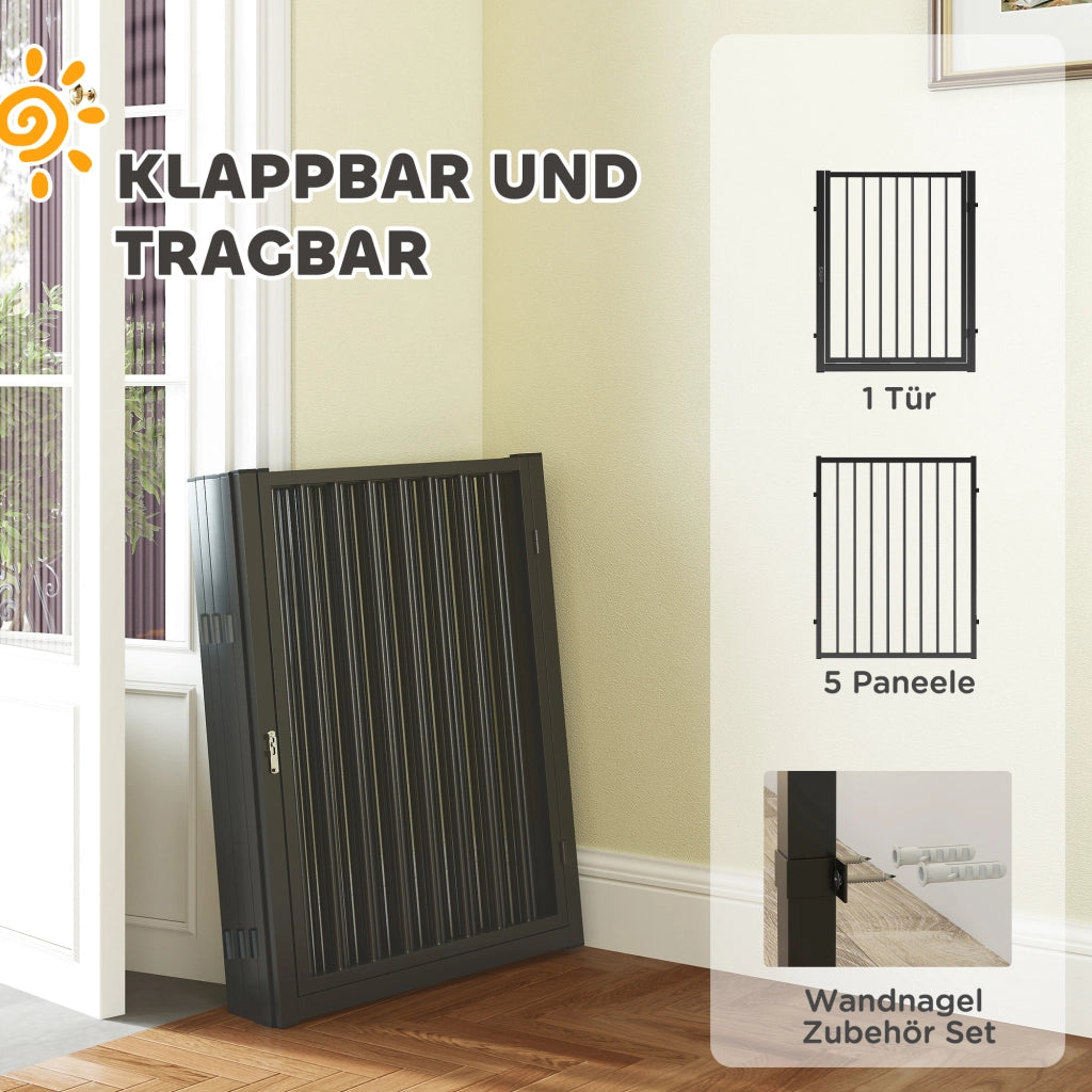 Recinto per cani con porta ¨C Zephmum ¨C 6 pannelli pieghevole in metallo nero