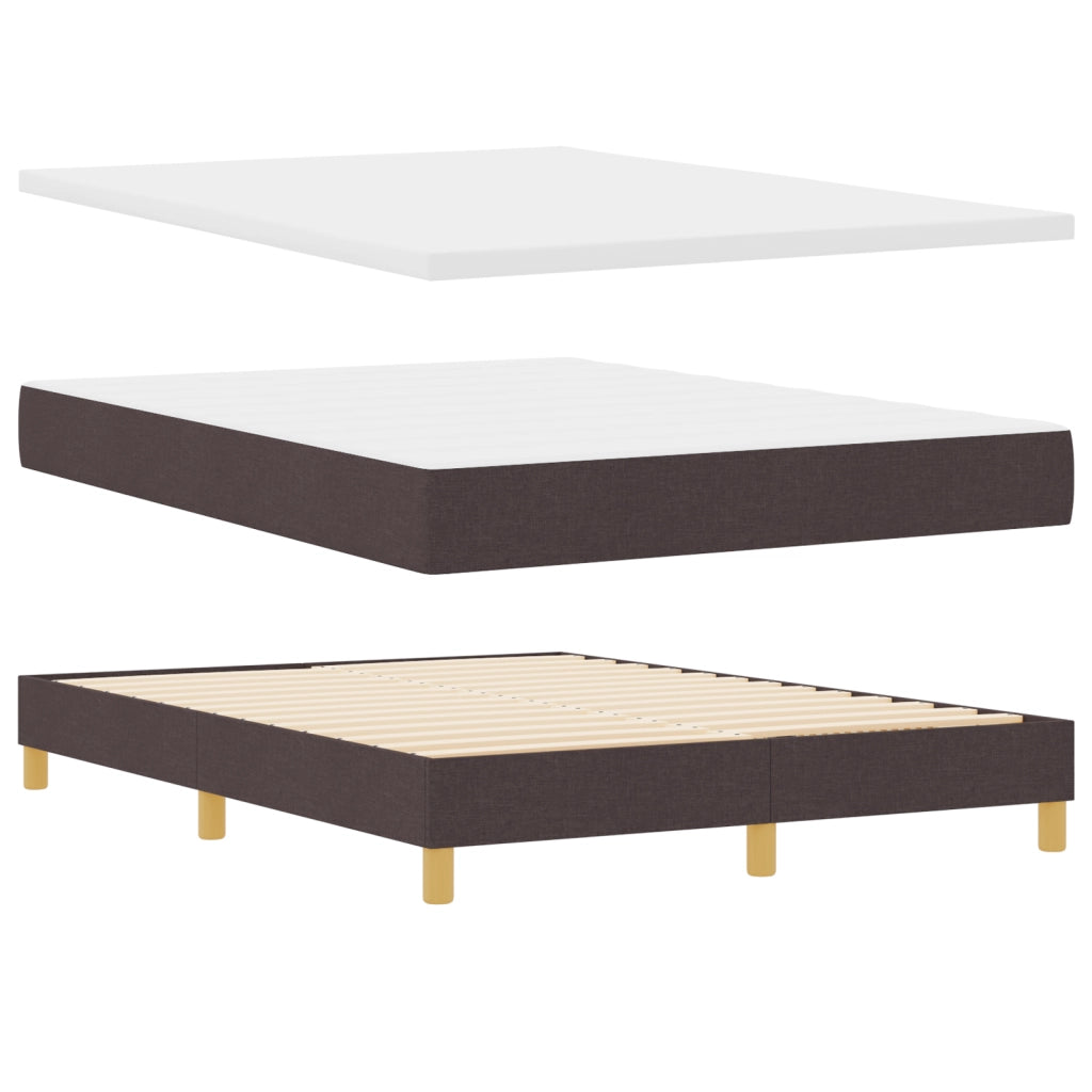 Box Spring Bed con Materasso & LED Marrone Scuro 160x200 cm Tessuto