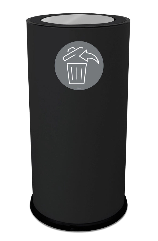 Pattumiera Per Raccolta Differenziata Ø35xh72 cm In Acciaio Verniciato con Coperchio Basculante Nero