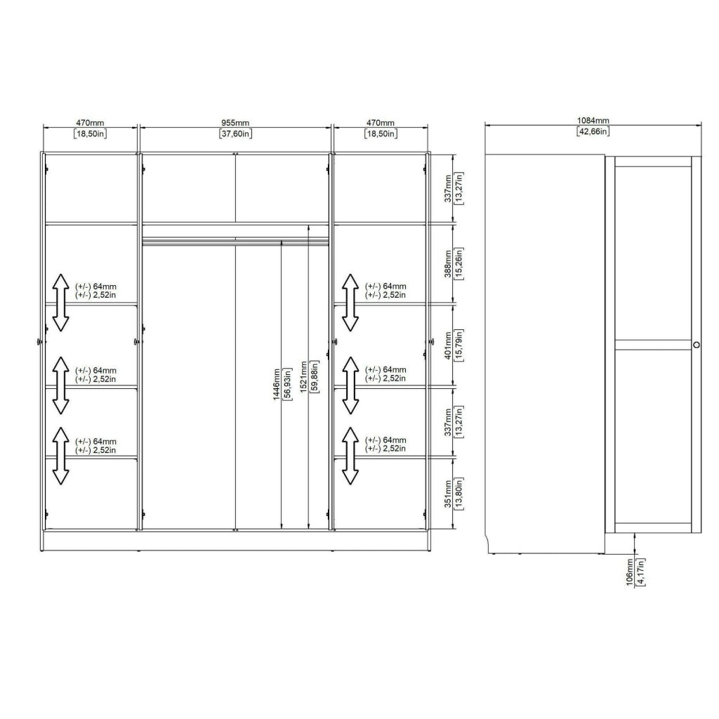 Guardaroba grande Presidenti, Mobile camera da letto, Cabina armadio portabiti, Armadio appendiabiti, 196x62 h200 cm, Bianco