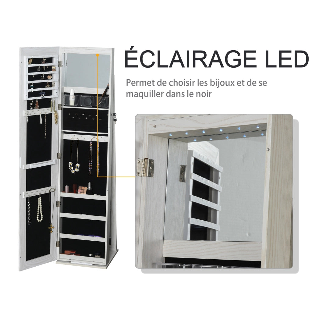 Armadio da trucco con specchio e illuminazione LED ¨C zephmum ¨C bianco 38x38x157 cm