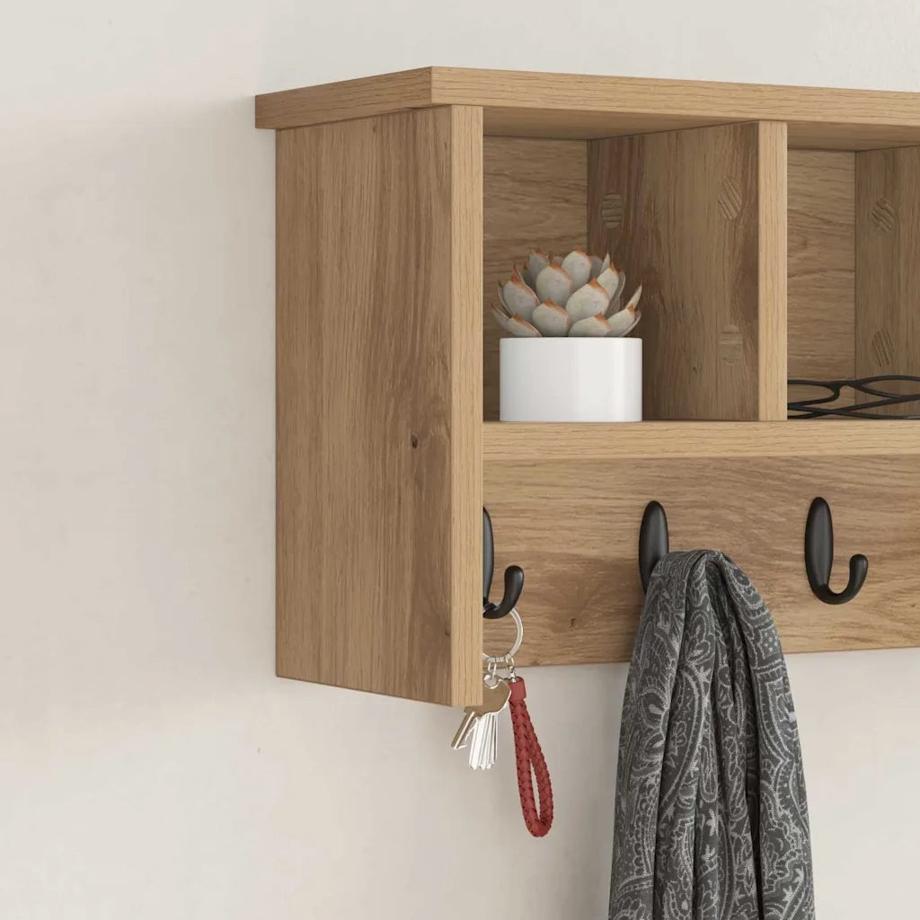 Appendiabiti a muro Rovere artigianale 50 x 16 x 26 cm 874314