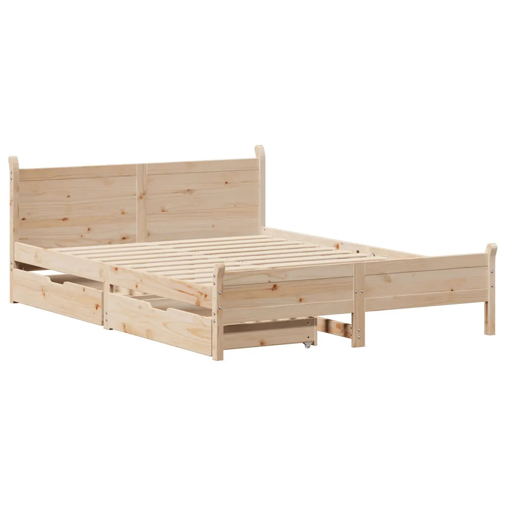 Letto senza Materasso 140x190 cm in Legno Massello di Pino 3309782