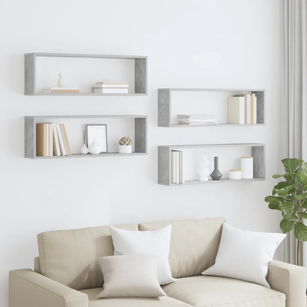 Mensole a Cubo 4 pz Grigio Cemento 80x15x26,5 cm in Truciolato cod mxl 51129
