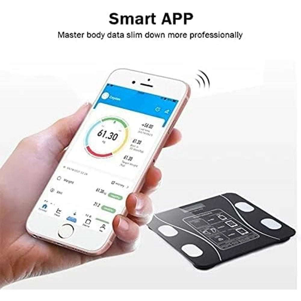 Trade Shop - Bilancia Pesapersone Professionale Nera Impedenziometrica Bluetooth Digitale Con App -