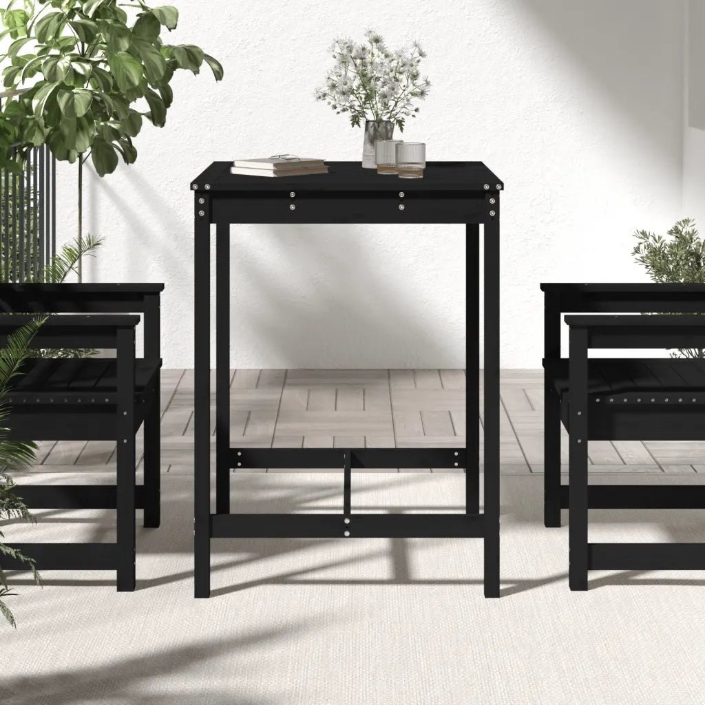 Tavolo da Giardino | Tavolino da esterno Nero 82,5x82,5x110cm Legno Massello di Pino
