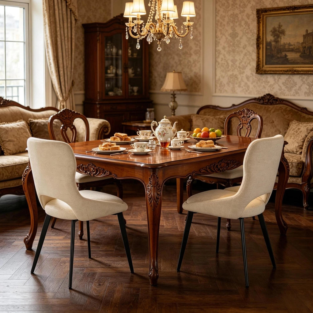 Set di 2 Sedie Moderne in Chenille Imbottite per Sala da Pranzo 43x40x86 cm