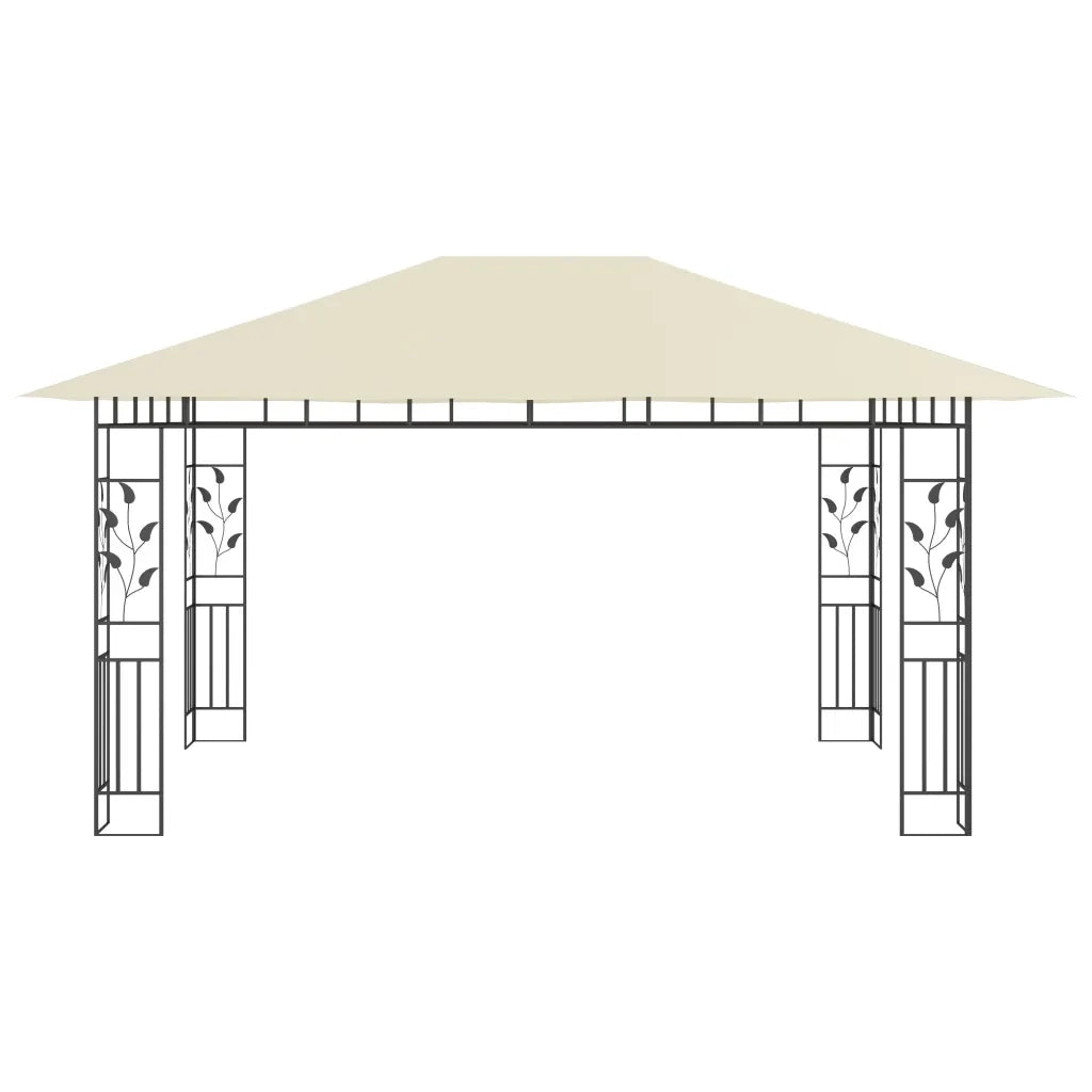Gazebo con Zanzariera e Luci LED 4x3x2,73 m Crema 3070315