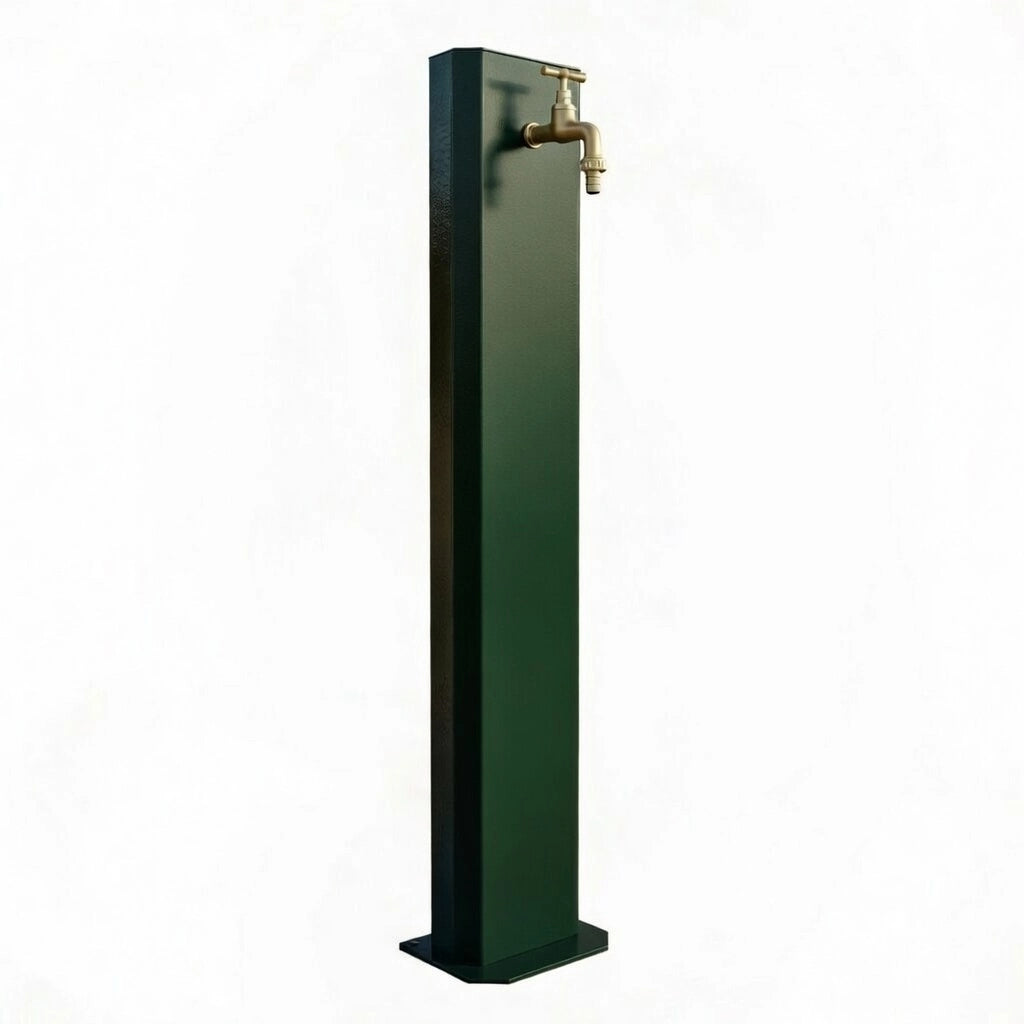 Fontana da Giardino Design a Colonna Ovale Rubinetto in Ottone Senza Base Verde