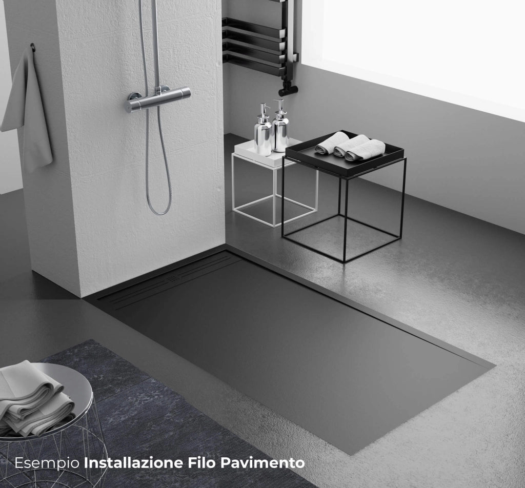 Piatto Doccia 80x170 cm in Pietra Bonussi Makalu Nero
