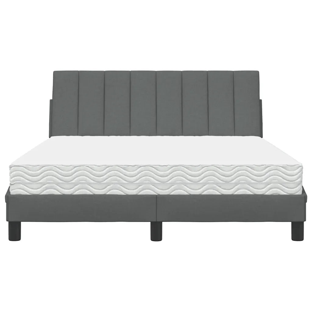 Letto con Materasso Hanko Grigio Scuro 140x190 cm Tessuto