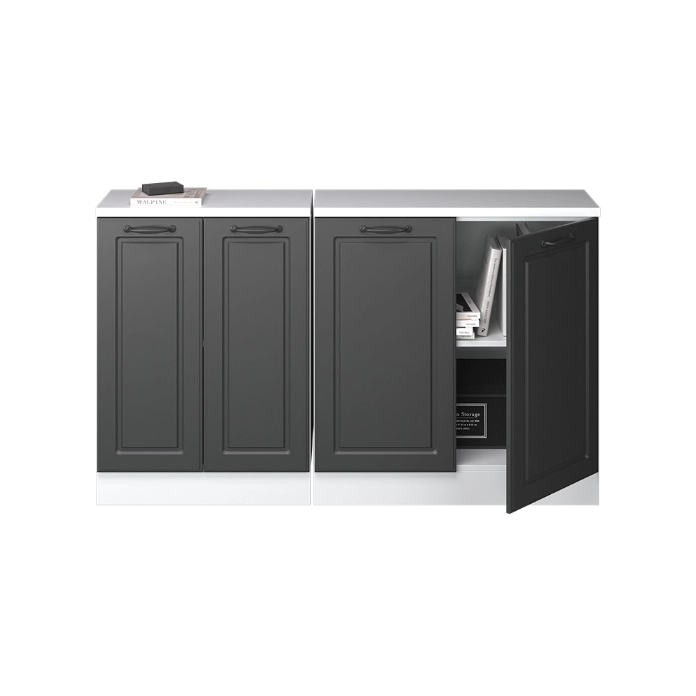 Mobile cucina sottotetto R-Line Antracite rustico/Bianco 140 cm Set di 2 carcasse armadio profondità 60 cm Vicco