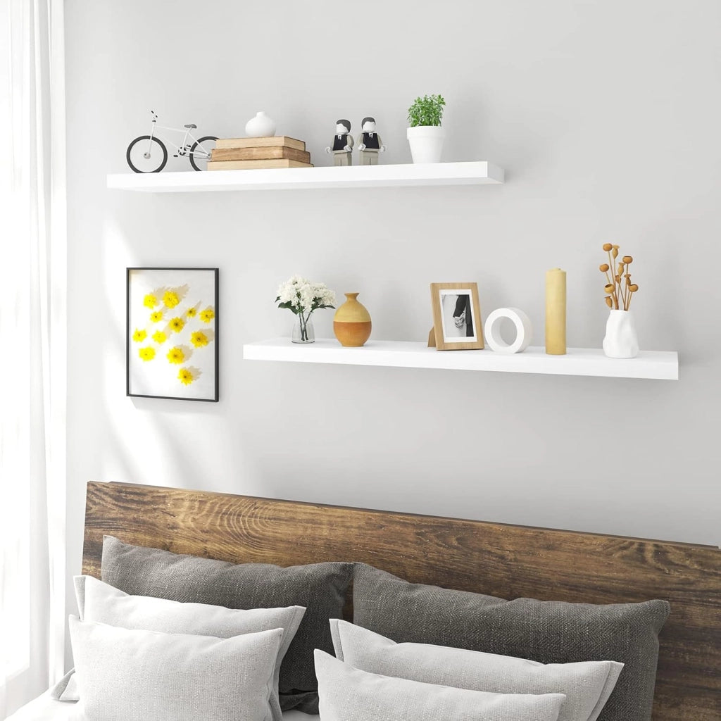 Mensola da Parete, Mensola da Muro, Legno MDF, Nera, Set di 2, per Cucina, Bagno, Soggiorno, ECC RG9317sz-2