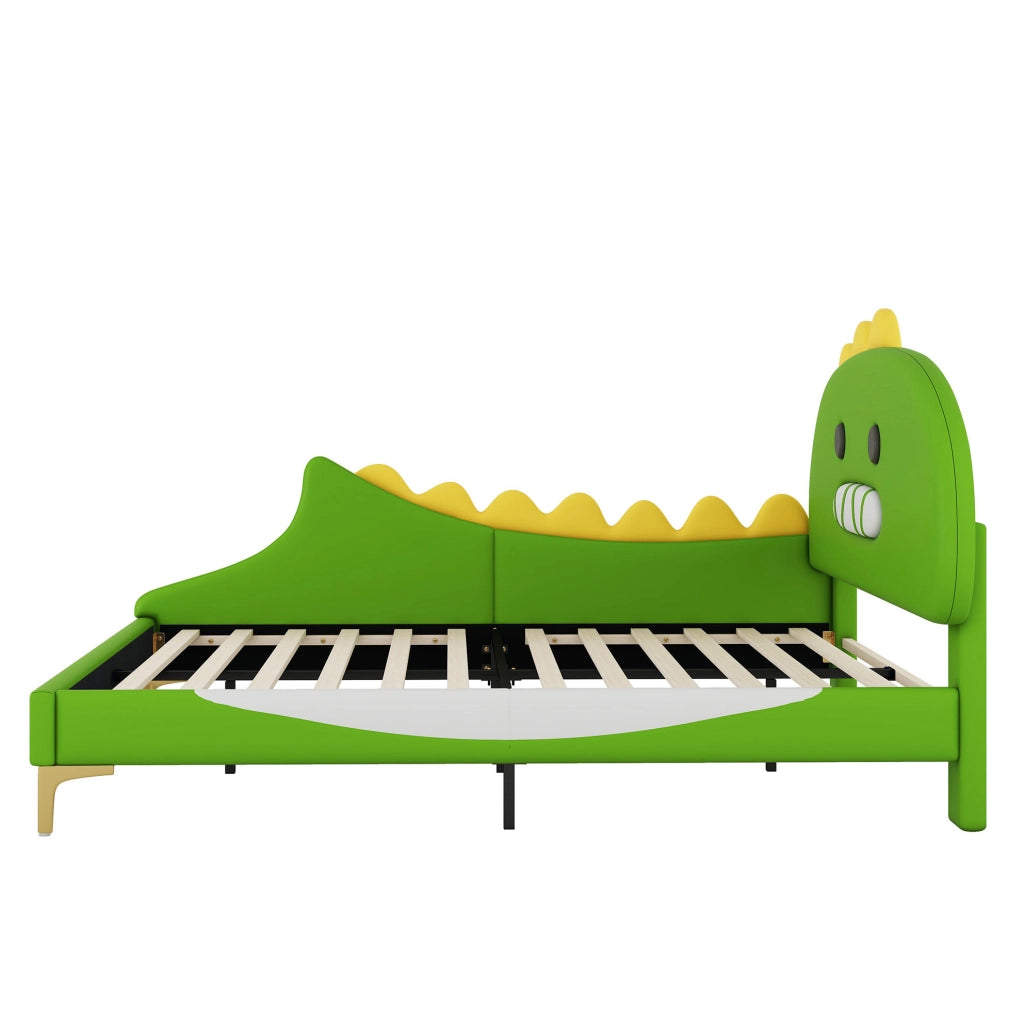 Letto per bambini a forma di dinosauro 140x200 cm in PU verde