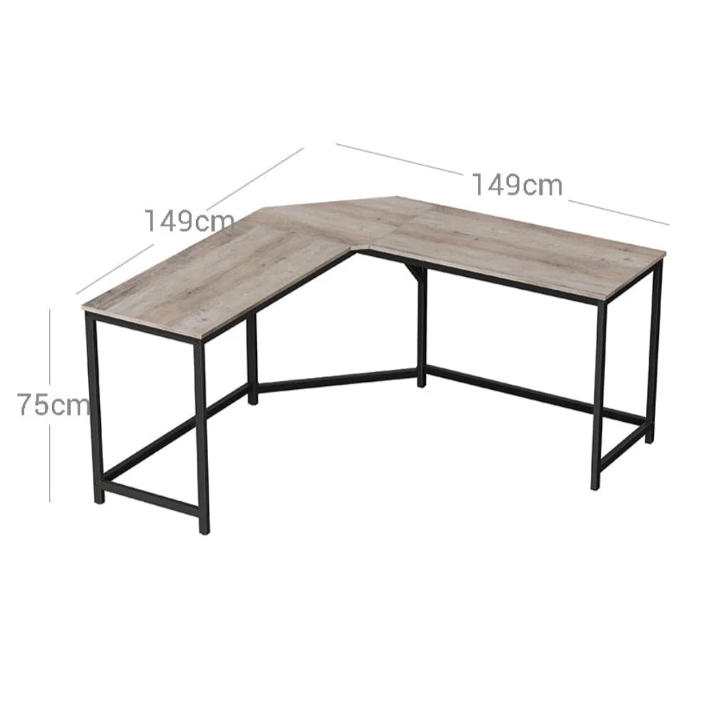 Scrivania angolare 149 x 149 x 76 cm tavolo a L per lavorare e studiare ufficio domestico salvaspazio facile da montare stile industriale beige e nero 12_0004566