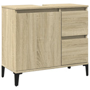 Mobiletto da bagno moderno e funzionale con 2 cassetti 65 x 33 x 60 cm realizzato in legno composito di rovere Sonoma 02_0049506