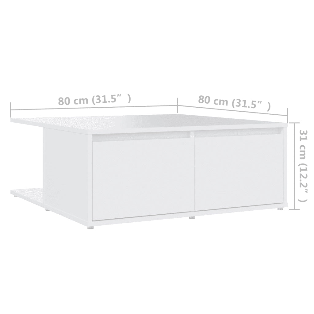 Tavolino da CaffÃ¨ Bianco 80x80x31 cm in Truciolato cod mxl 29755