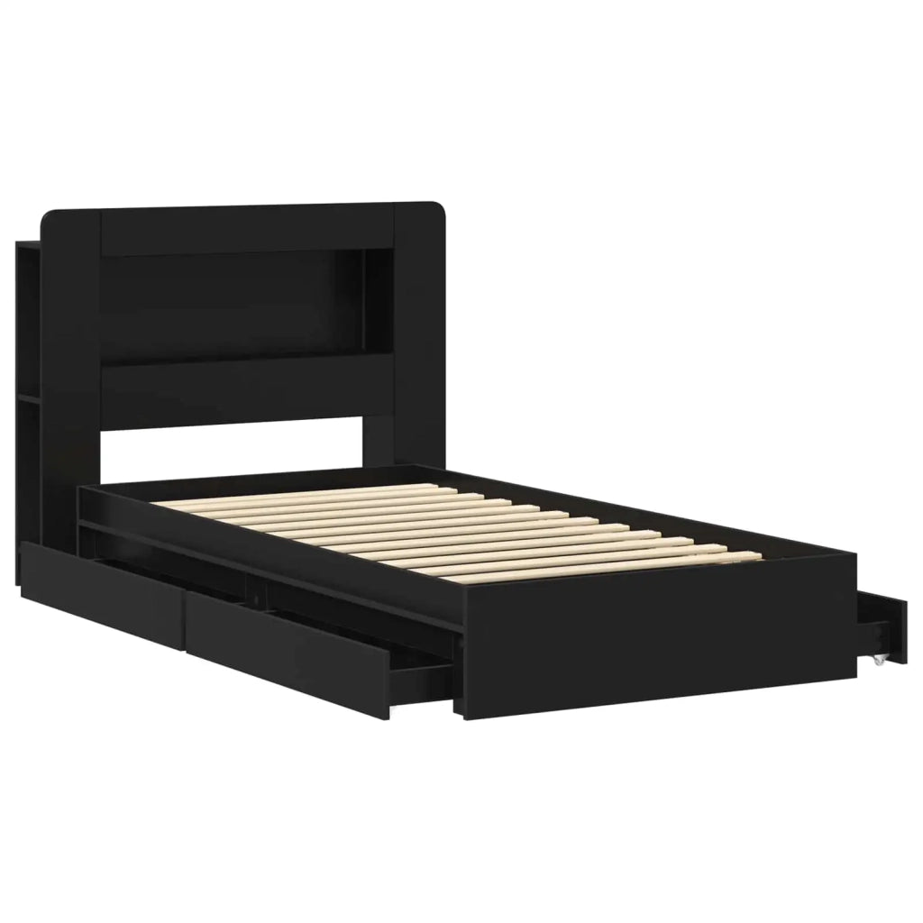 Telaio del letto con storage con cassetto Nero 90 x 190 cm 3433624