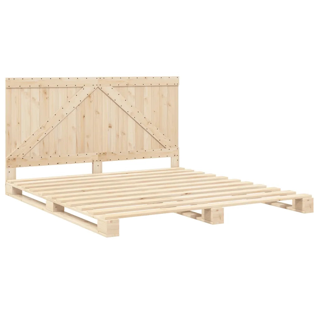 Giroletto con Testiera 200x200 cm in Legno Massello di Pino 3281555
