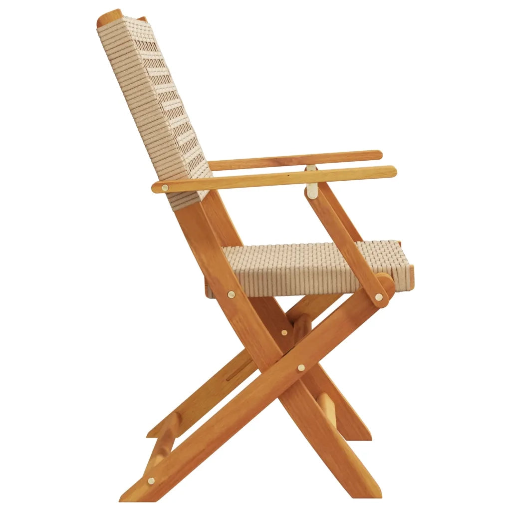 Sedie da Giardino 2 pz | Sedie da Esterno Beige Legno Massello Acacia e Polyrattan