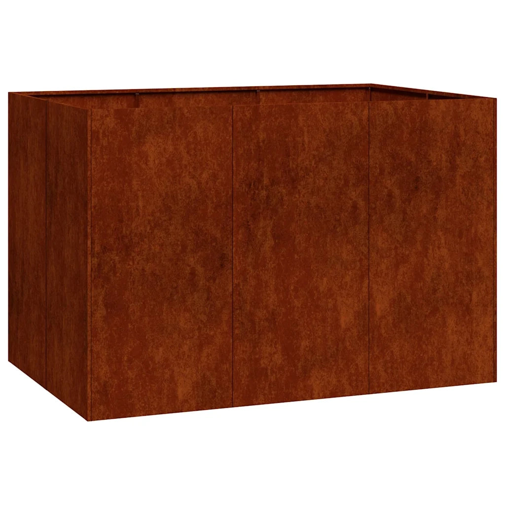 Fioriera-Vaso-Contenitore per Piante Arrugginita 120x80x80 cm in Acciaio Corten
