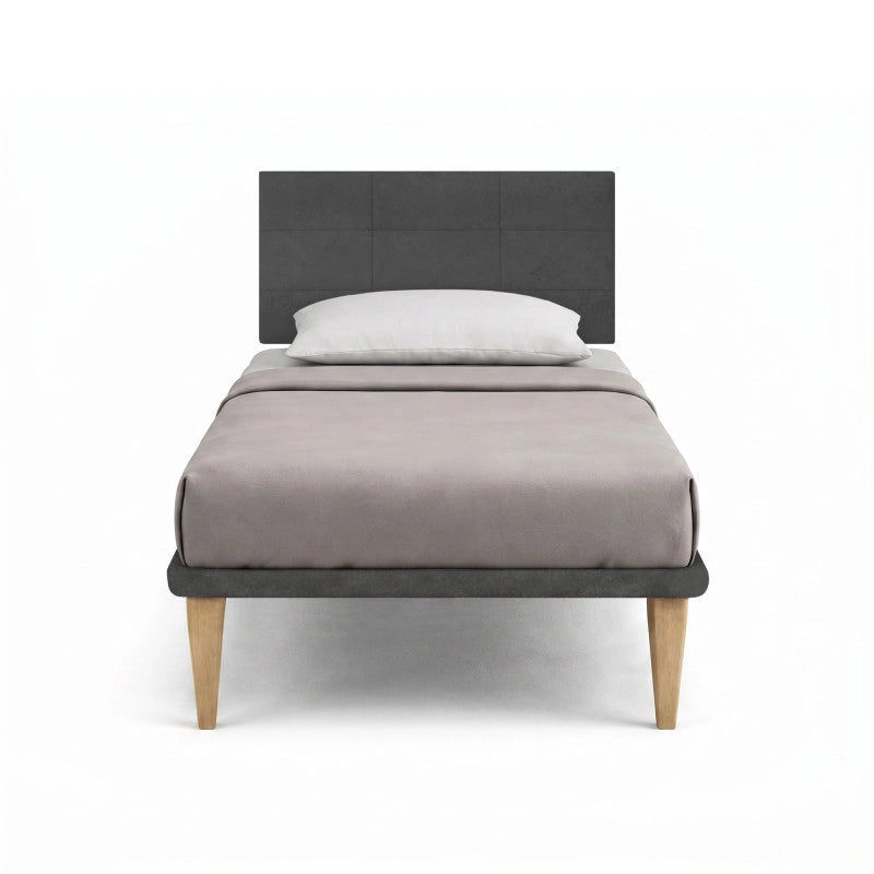 Letto imbottito Piazza e mezzo 120x200 cm Square - Con rete,Microfibra,Grigio