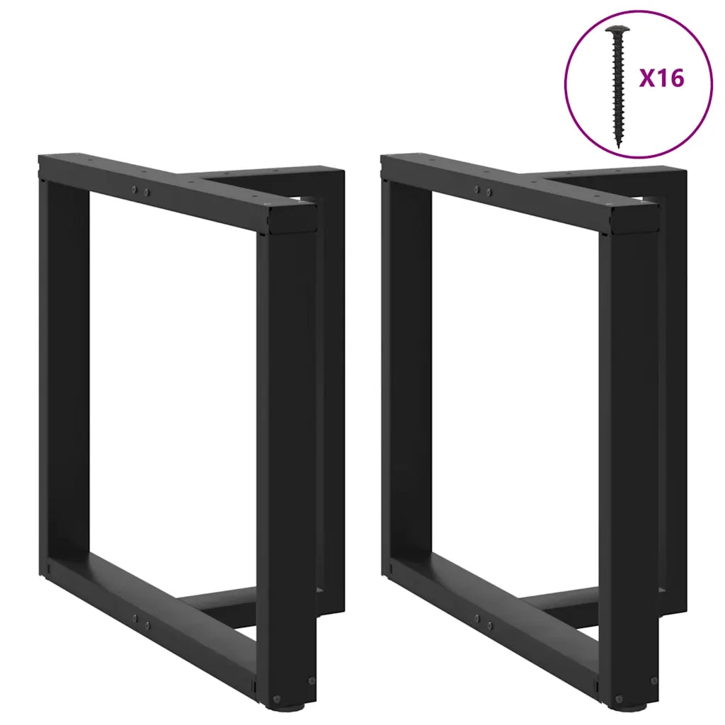 Gambe per tavolo da pranzo a forma di T 2 pz nere 80x35x(72-73) cm in acciaio 4013060